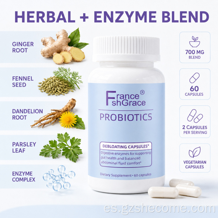 Shecome Cápsulas probióticas Enzimas digestivas Salud intestinal